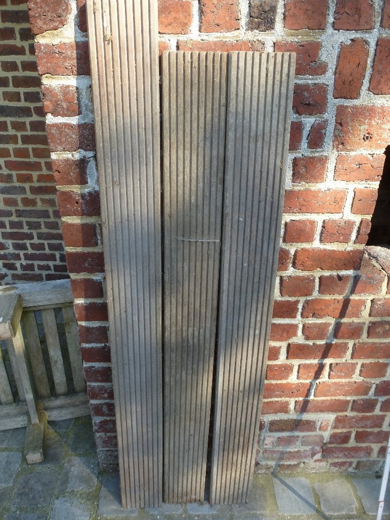 3 Vlonderplanken  Hardhout Bankirai of teak, Ophalen, Gebruikt, Planken, Hardhout