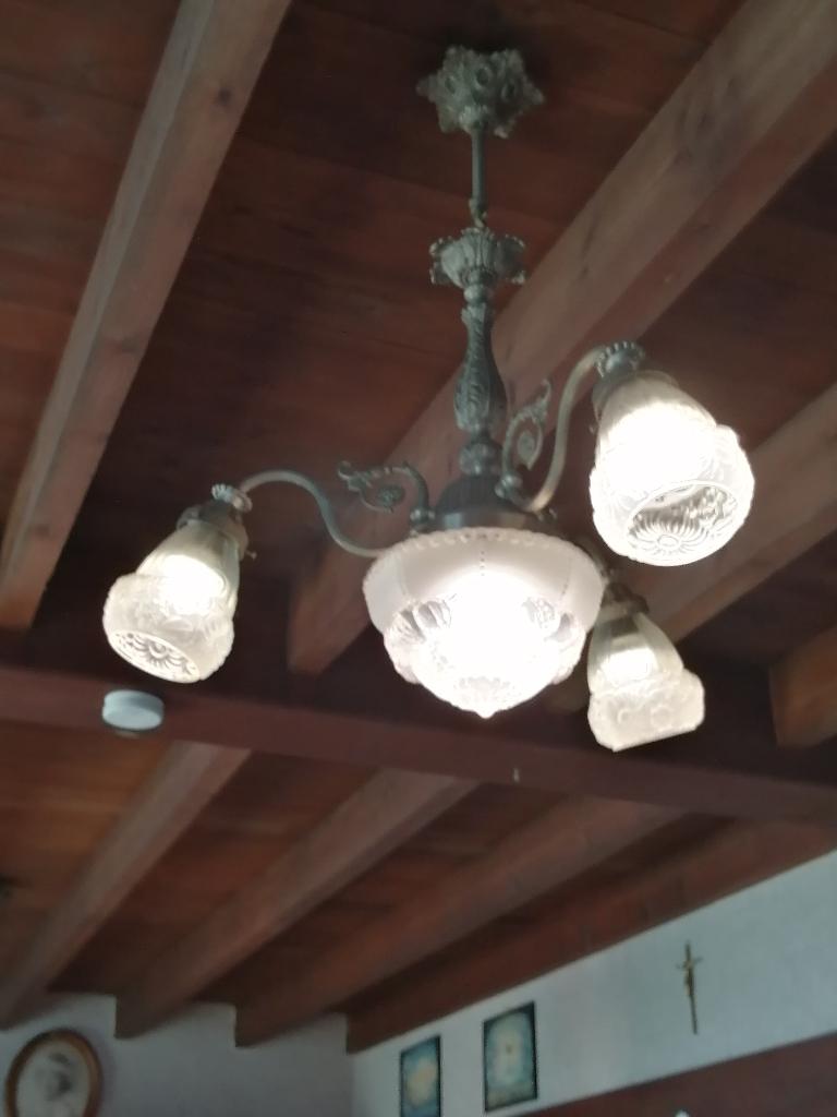 Lustre en étain, Enlèvement, Utilisé, Verre, Tin