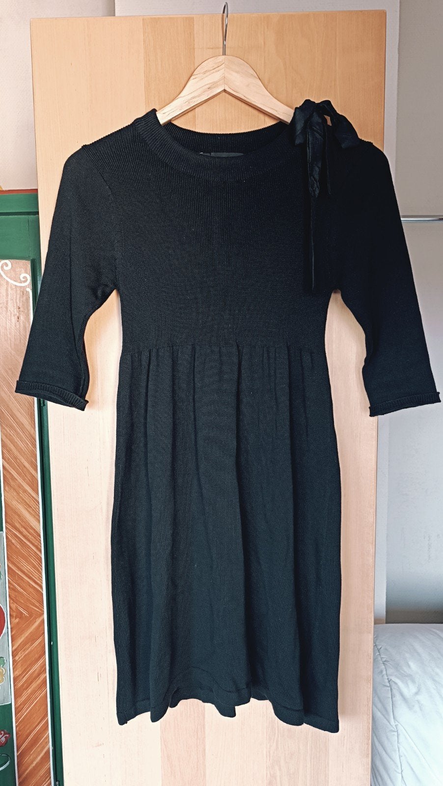 Zwarte jurk, katoen, 3/4 mouwen * Zara * M, Maat 38/40 (M), Ophalen of Verzenden, Zo goed als nieuw, Boven de knie