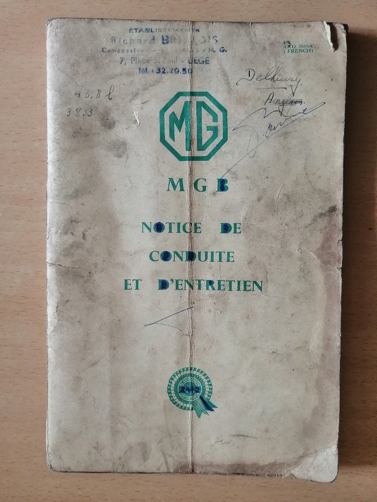 Notice de conduite et d’Entretien d'Origine – MG années 60, Enlèvement ou Envoi