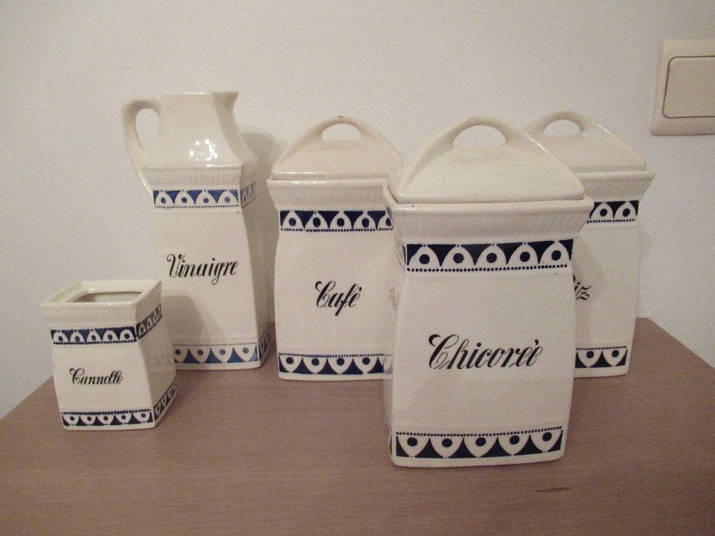 keukenpotten-blauw eenvoudig design-keramiek-ANTIEK, Ophalen of Verzenden