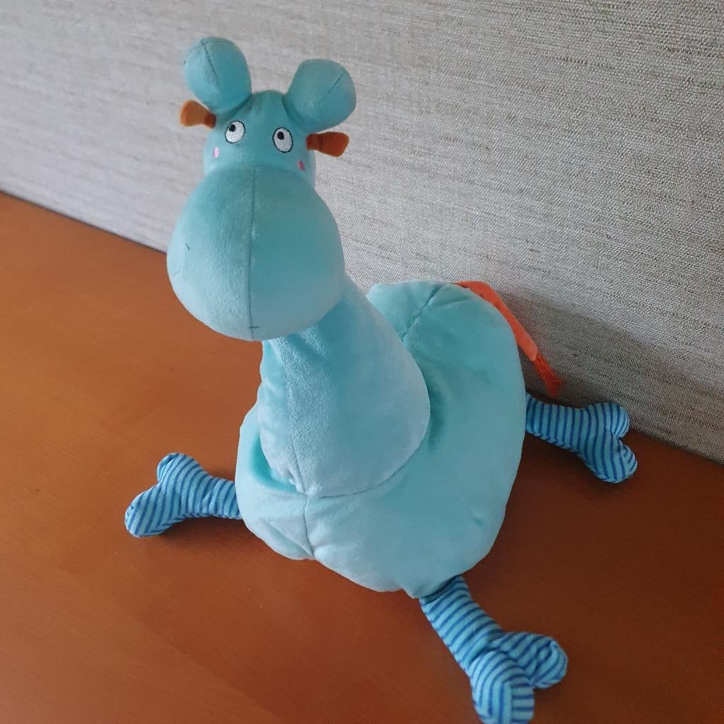 Blauwe dino/vogel knuffel – 30 cm – Zo goed als nieuw, Ophalen of Verzenden, Zo goed als nieuw, Oranje, Overige typen