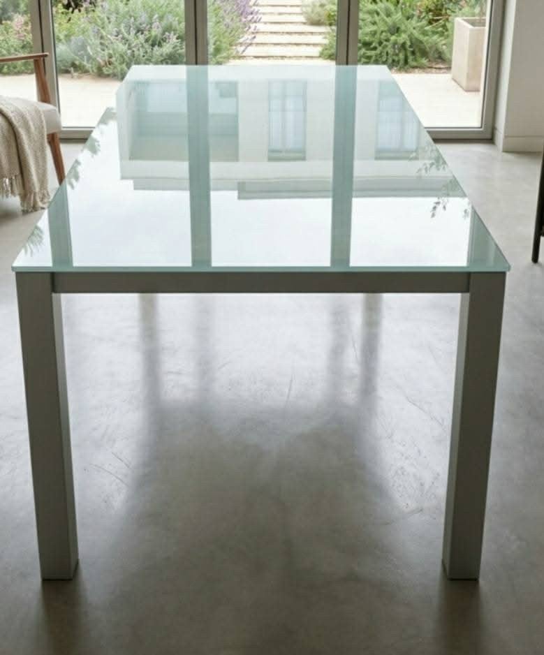 eettafel met glazen blad jori meubelen, Maison & Meubles, Enlèvement, Verre