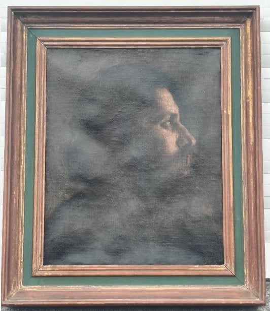Huile sur toile homme signe, Enlèvement ou Envoi, Toile