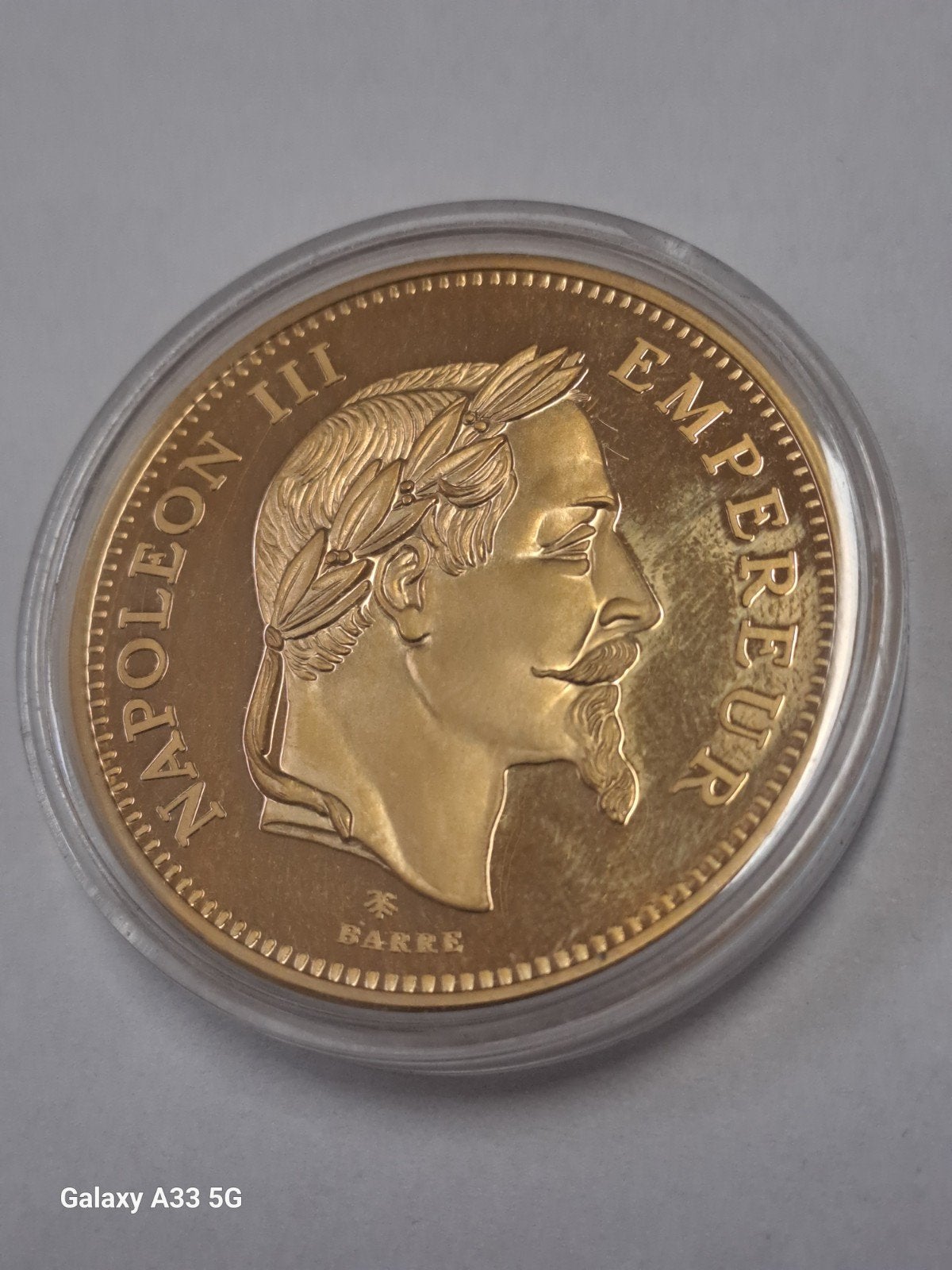 Françe-Napoléon III-100 francs 1870 - copie plaqué or 24K., Timbres & Monnaies, Enlèvement ou Envoi, Or