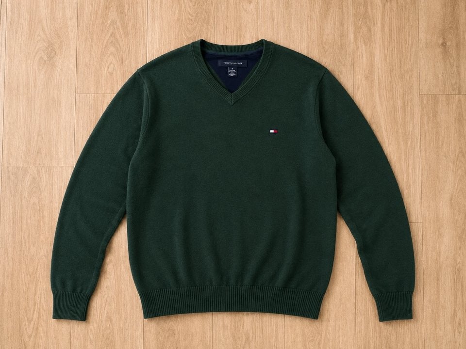 Pull col V Tommy Hilfiger homme logo drapeau XXL, Taille 46/48 (XL) ou plus grande, Comme neuf, Manches longues, Envoi