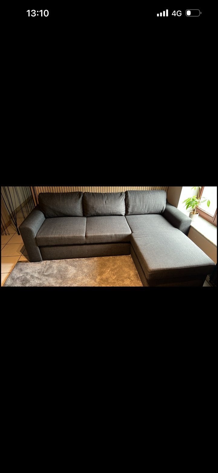 Hoeksalon 226x165 cm donkergrijs slaapfunctie & opbergruimte, Ophalen, Zo goed als nieuw, Stof, Modern