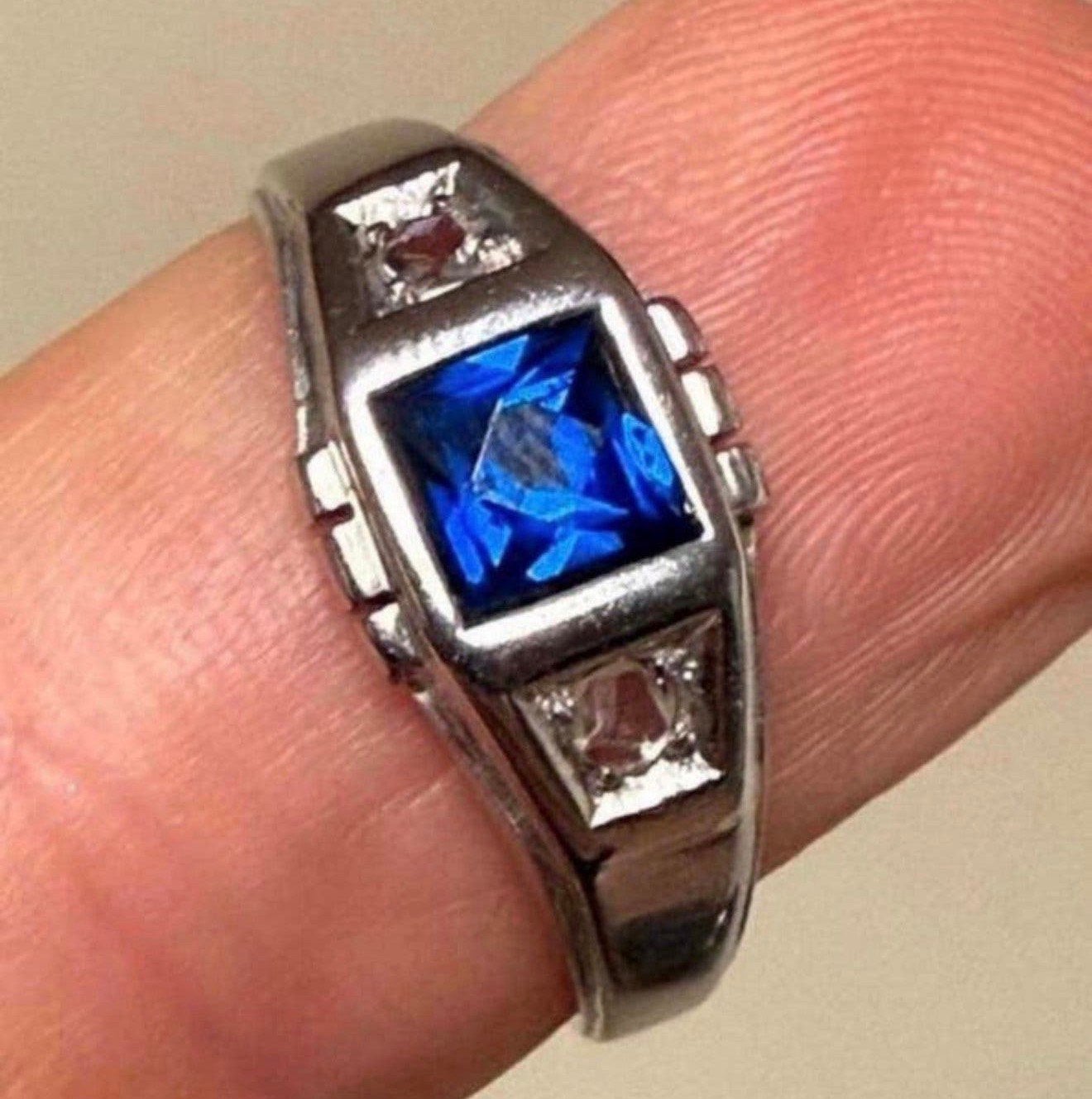 18 karaat gouden ring met natuurlijke diamant en saffier!, 19 tot 20, Ophalen of Verzenden, Dame of Heer, Met edelsteen