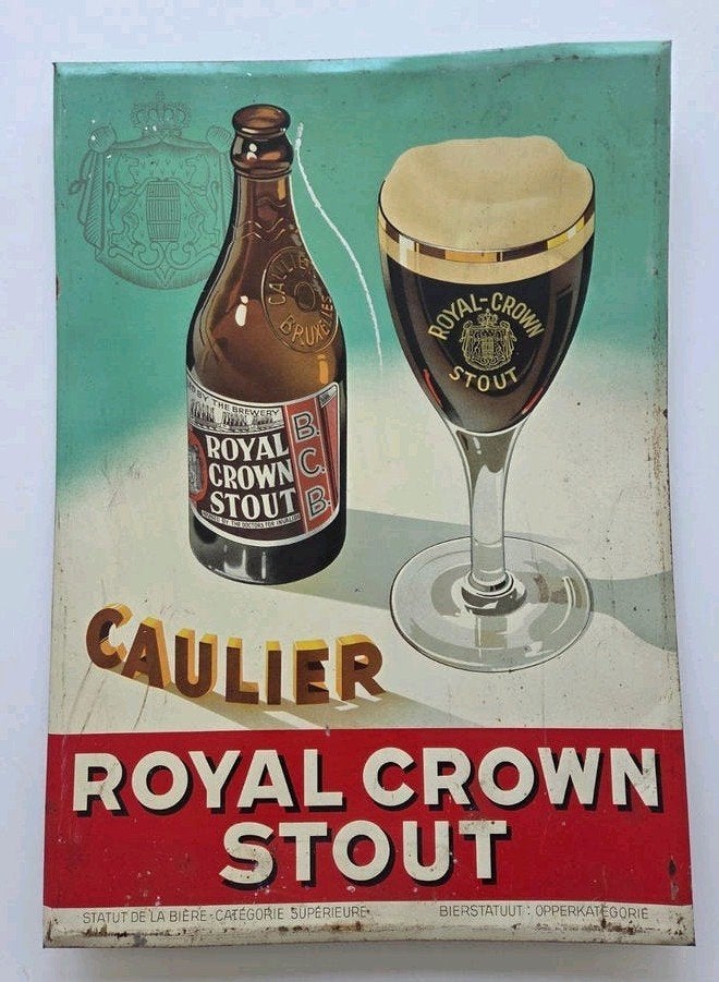 Panneau d'affichage vintage en métal Caulier Royal Crown Sto, Enlèvement, Panneau publicitaire
