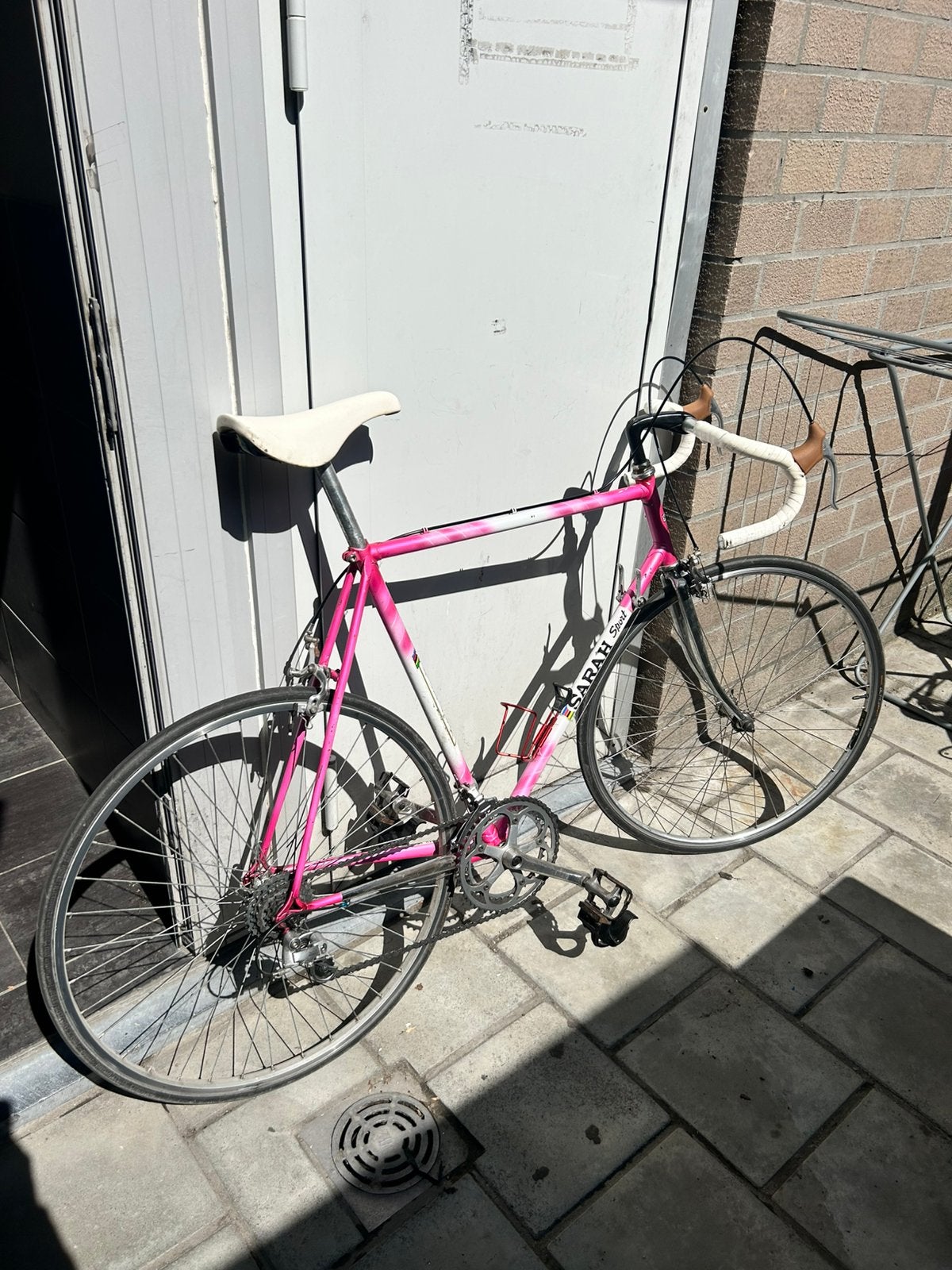 Vintage aero racefiets wit-roze, 10 tot 15 versnellingen, Aluminium, Zo goed als nieuw, 57 tot 61 cm