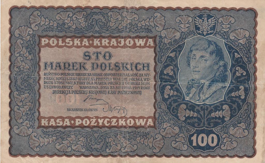 Billet de 100 marks polonais, 1919, Enlèvement ou Envoi, Pologne