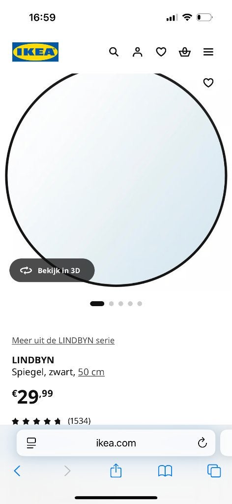 Spiegel IKEA lindbyn, Huis en Inrichting, Ophalen, Nieuw, Rond