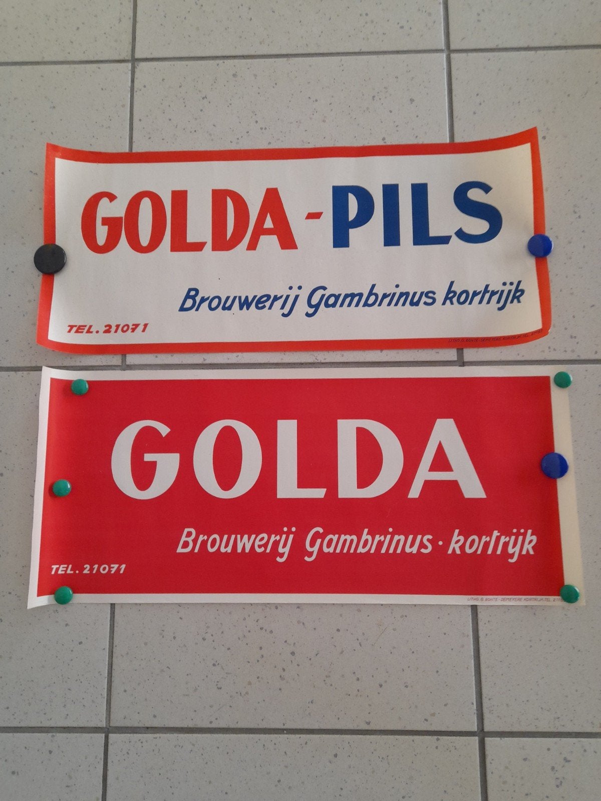 2 affiches brouwerij gambrinus kortrijk, Ophalen of Verzenden