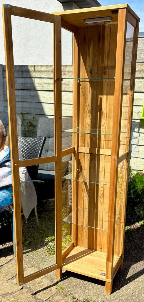 Massief, handgemaakte grenen vitrinekast, Enlèvement, Comme neuf