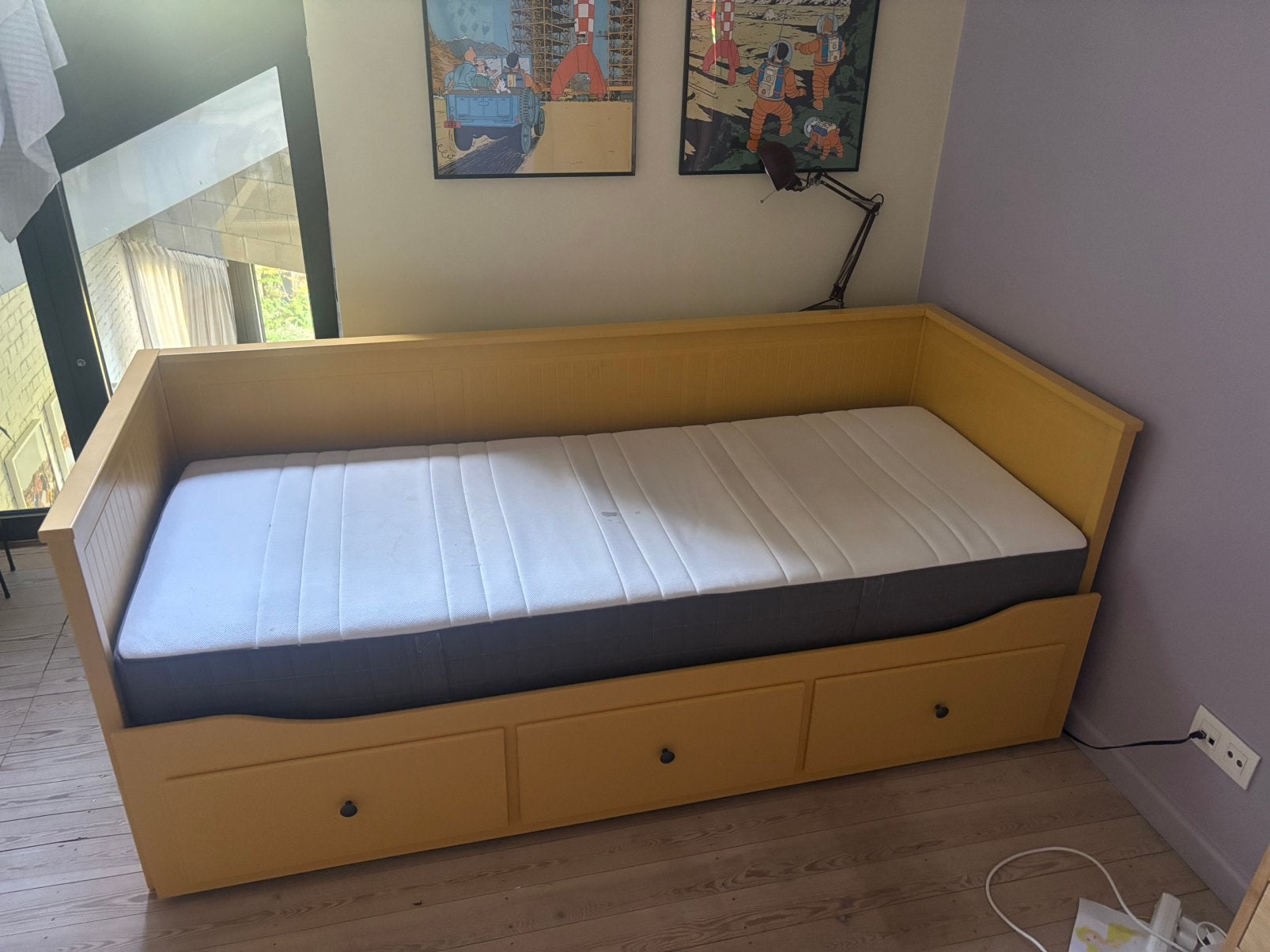 Hemnes bed bank geel, Enlèvement, Comme neuf, Jaune