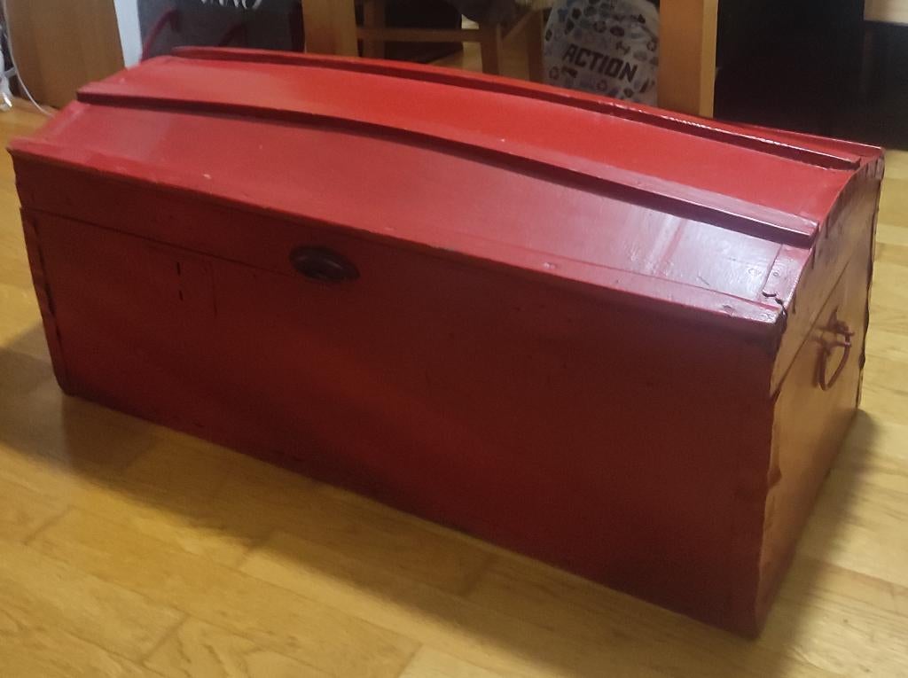 Malle coffre en bois rouge, Moins de 50 cm, Teck, 50 à 100 cm, Comme neuf