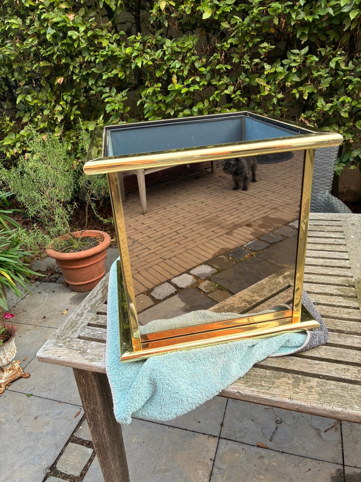 Vintage, spiegelen verguld bloembak, Ophalen