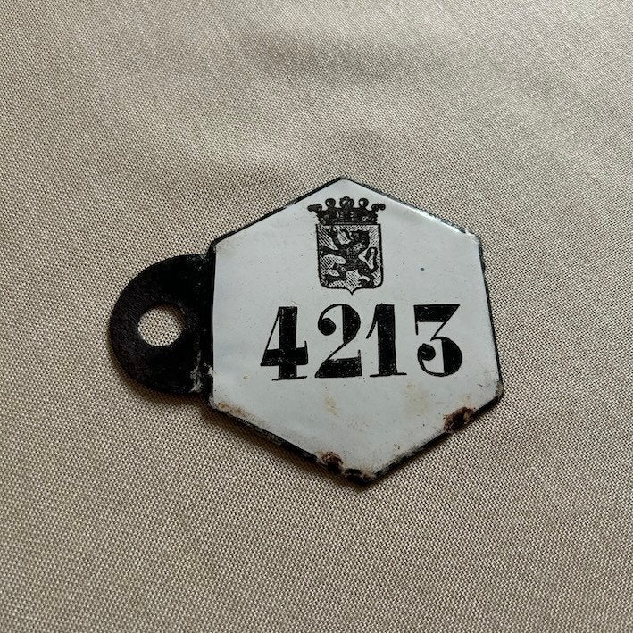 Fietsplaat Oost-Vlaanderen jaar 1896 Taksplaat, Verzamelen, Ophalen of Verzenden, Gebruikt