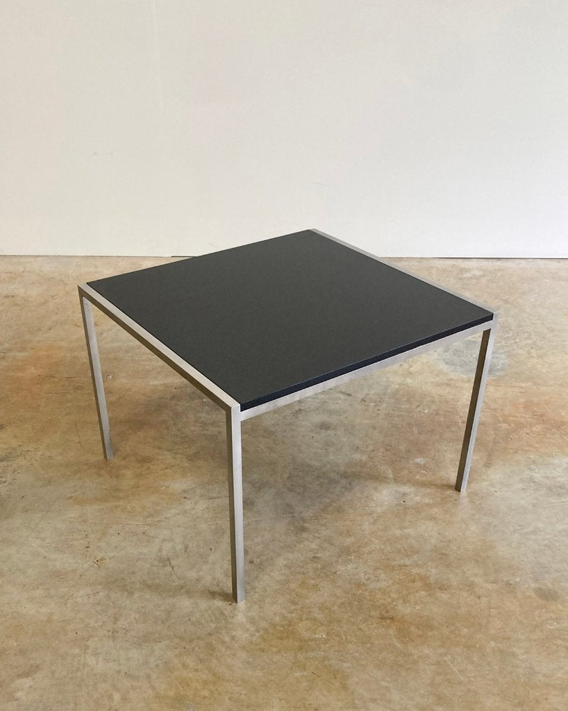Table basse design vintage, table granit et inox 40x42x30cm, Moins de 55 cm, Métal ou Aluminium, Moins de 45 cm, Enlèvement ou Envoi