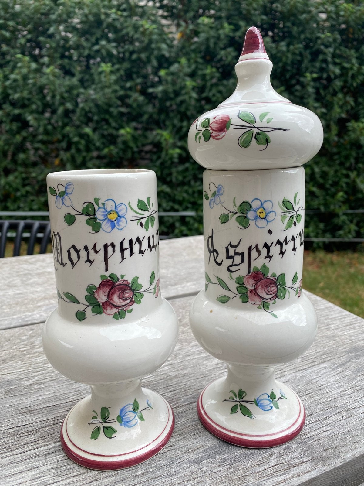 Lot de 2 pots d'apothicaire vintage, Antiquités & Art, Enlèvement ou Envoi