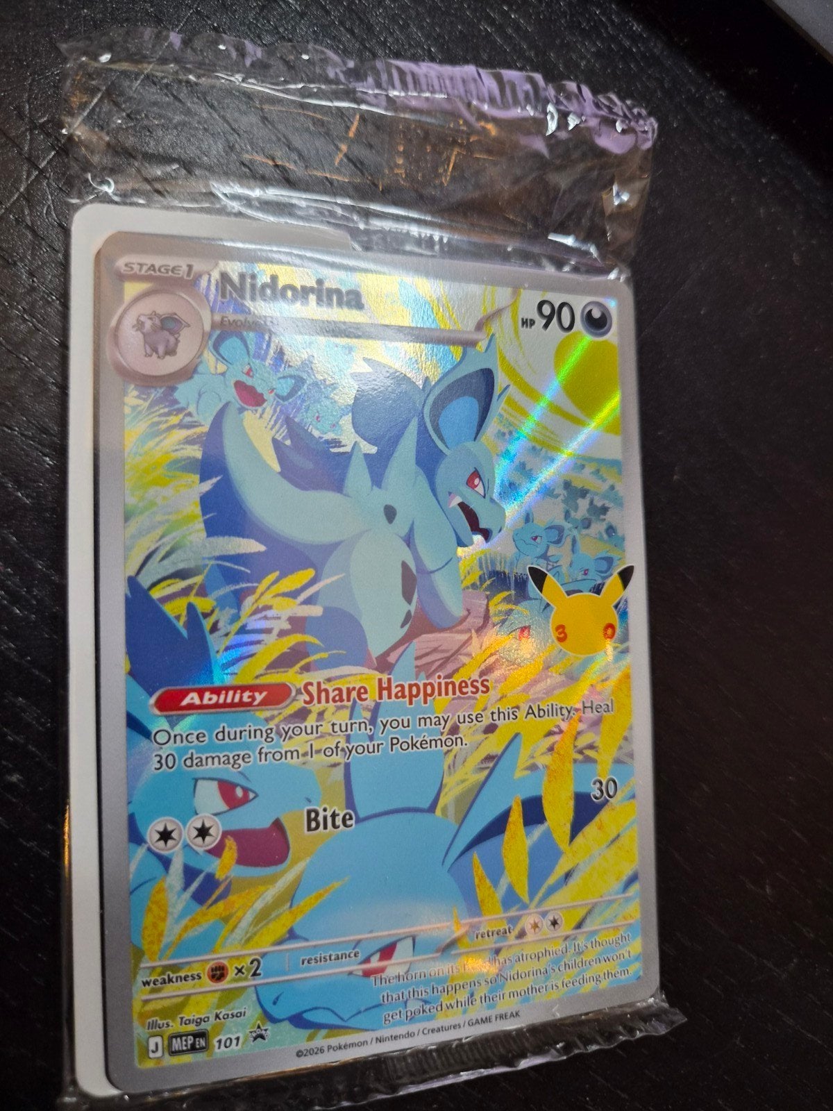 SEALED Nidorina promo card 30th celebration, Ophalen of Verzenden, Nieuw, Losse kaart, Foil