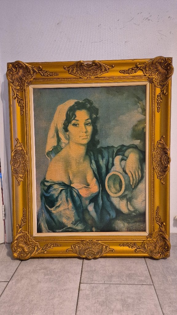 👍  Het is geen schilderij op doek,een meisje met een kruik, Antiquités & Art, Art | Peinture | Classique, Portrait ou Personnes