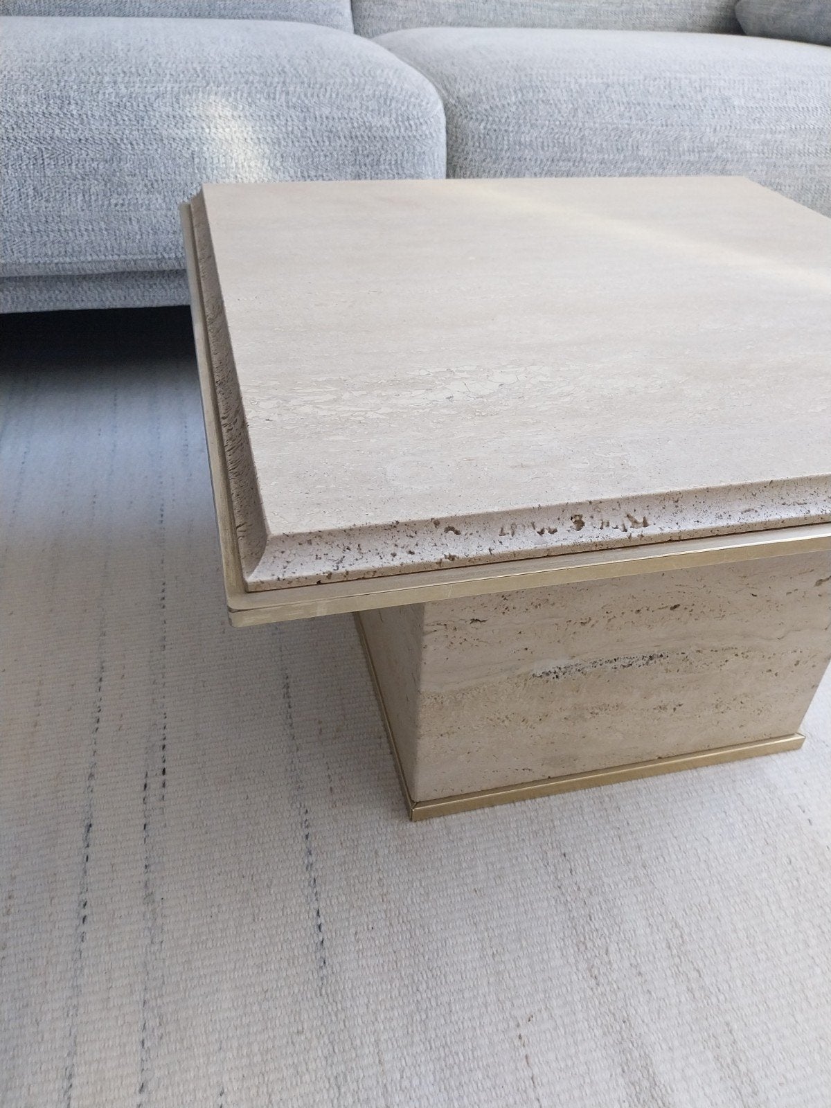 Table basse Fedam en travertin avec bord en laiton, 50 à 100 cm, Enlèvement, 50 à 100 cm, 5 – 50