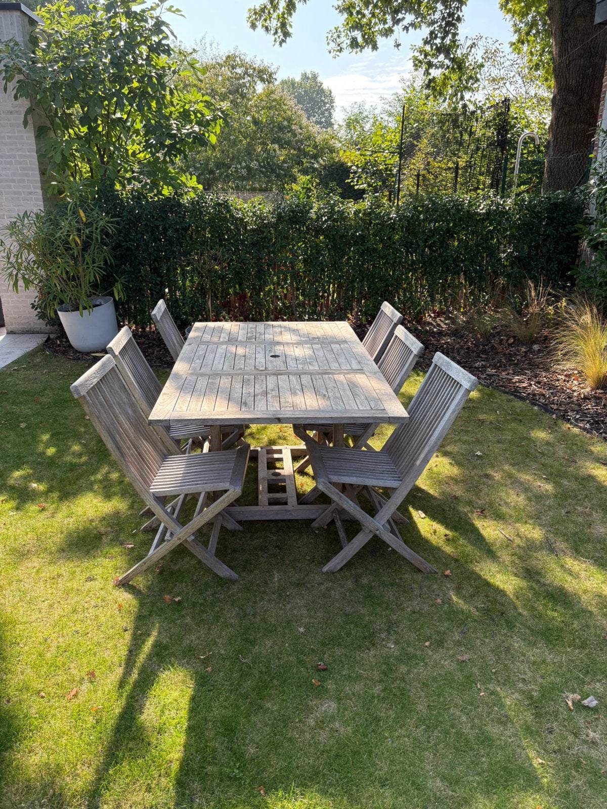 Tuintafel met 6 stoelen, Tuin en Terras, Ophalen, Zo goed als nieuw