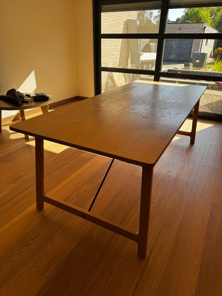 Verlengbare Moderne Eettafel 220x95cm optioneel tot 300cm, Enlèvement, Utilisé, 50 à 100 cm, Chêne