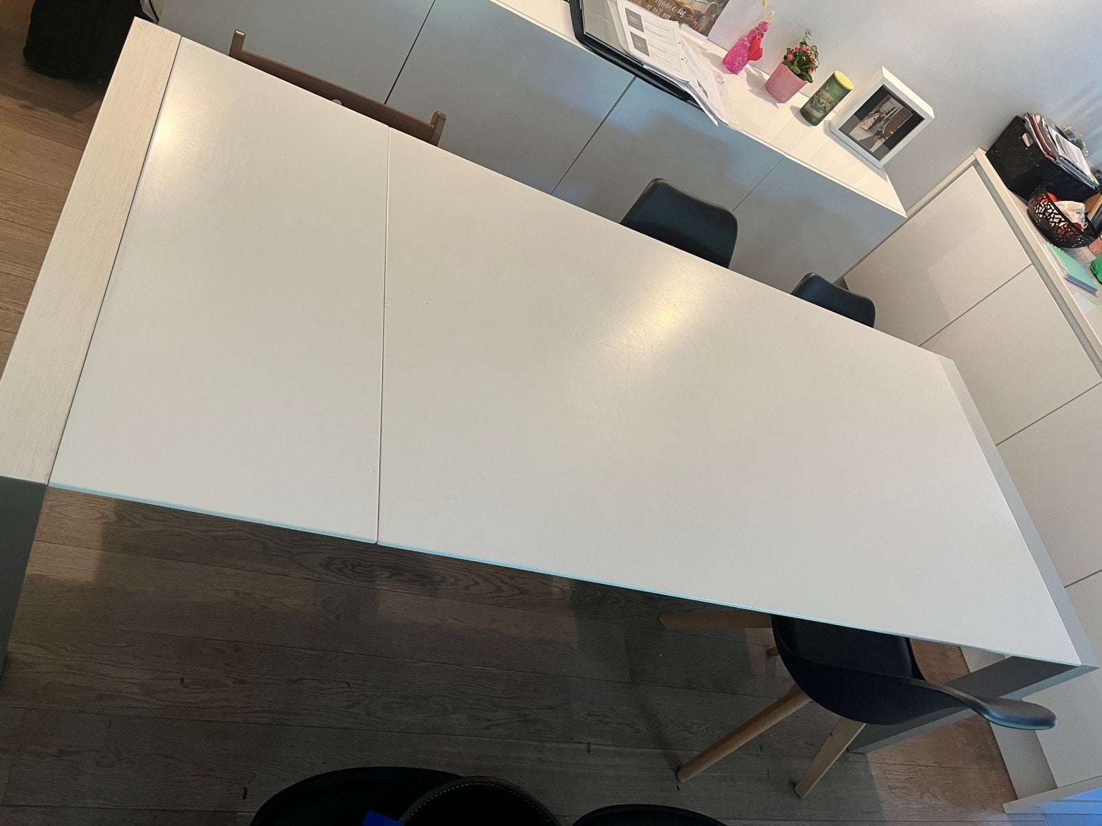 Moderne witte eettafel 6-10 pers, Ophalen, Gebruikt, Vijf personen of meer, Modern