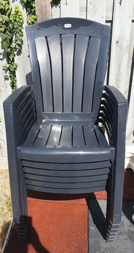 6 chaises de jardin bleues Jardin, Enlèvement, Comme neuf, Synthétique, Empilable