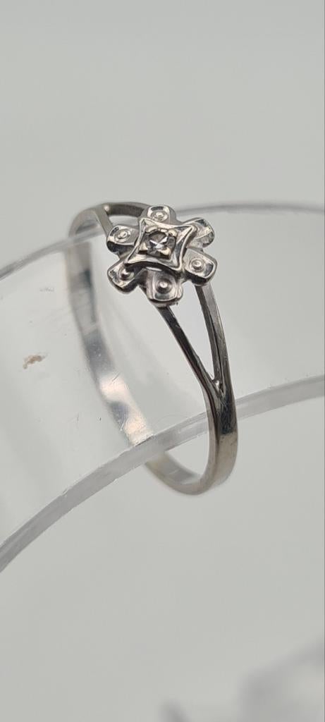 Bague en or blanc 14k 585 avec diamant, Bijoux, Sacs & Beauté, Bagues, Plus petit que 17, Or, Utilisé, Femme