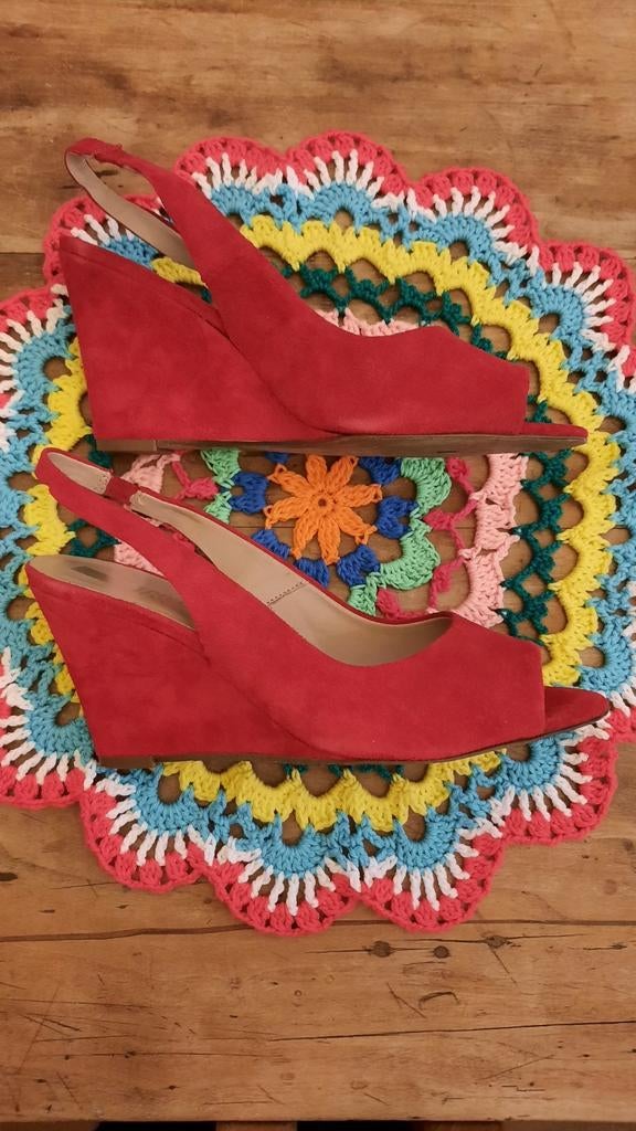 Sandalen met sleehak - Mt. 37, Kleding | Dames, Schoenen, Gedragen, Schoenen met hoge hakken, Rood, Ophalen of Verzenden