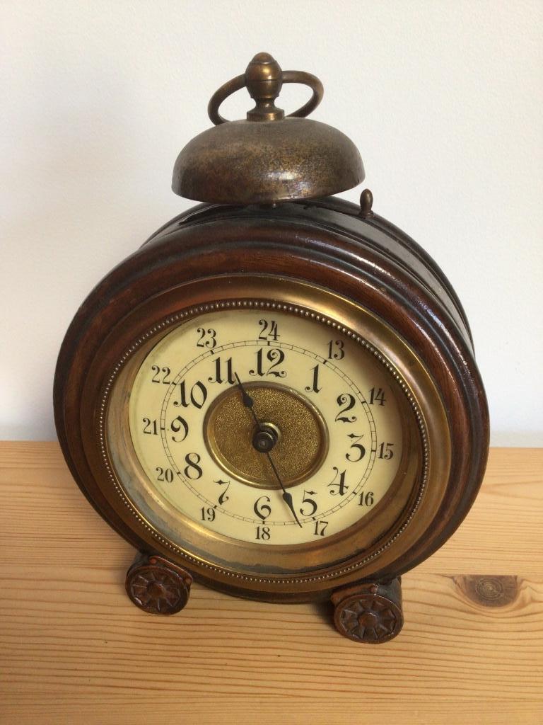 Horloge ancienne 1800 réveil en bois, Enlèvement