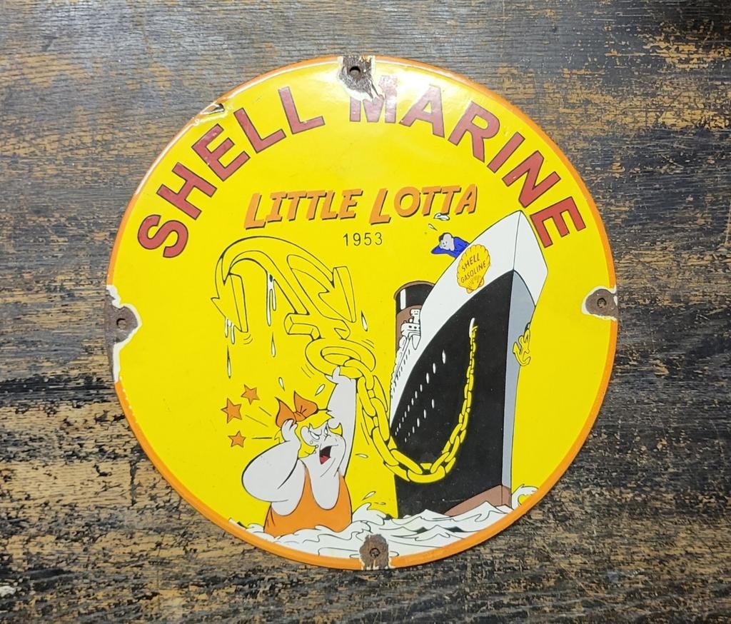 Planche émaillée marine Shell 1956, Collections, Marques & Objets publicitaires, Comme neuf, Enlèvement ou Envoi