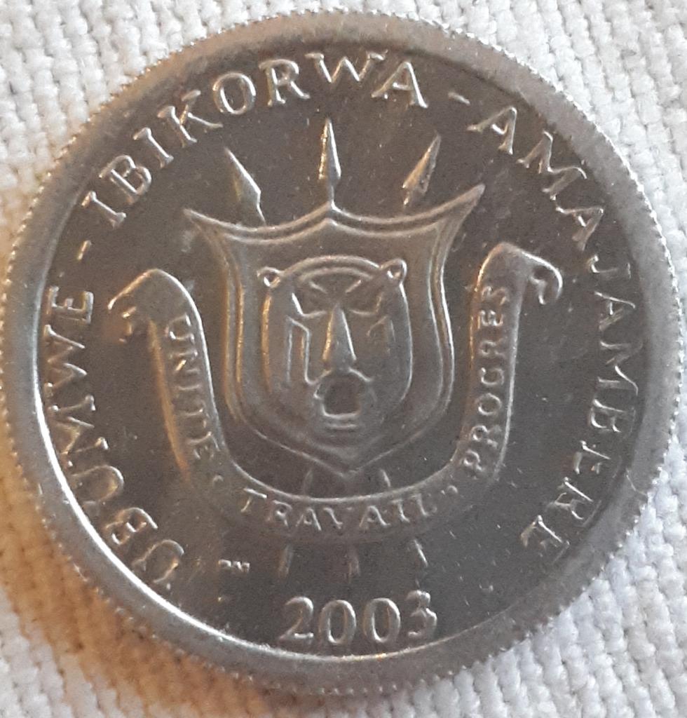 BURUNDI : 1 FRANK 2003 KM 19 Br.UNC, Postzegels en Munten, Munten | Afrika, Verzenden, Burundi, Losse munt