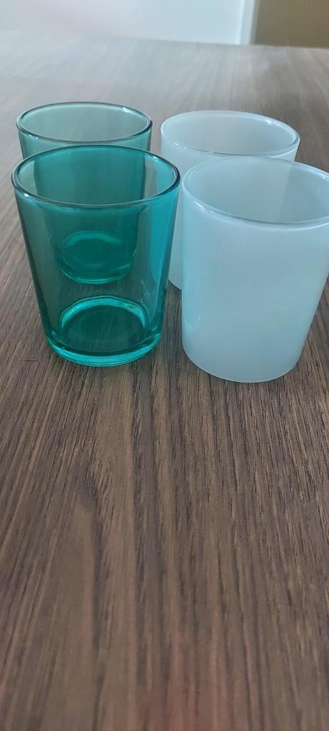 Lot de 4 verrines ou verres bougies chauffe plat, Collections, Verres & Petits Verres, Enlèvement