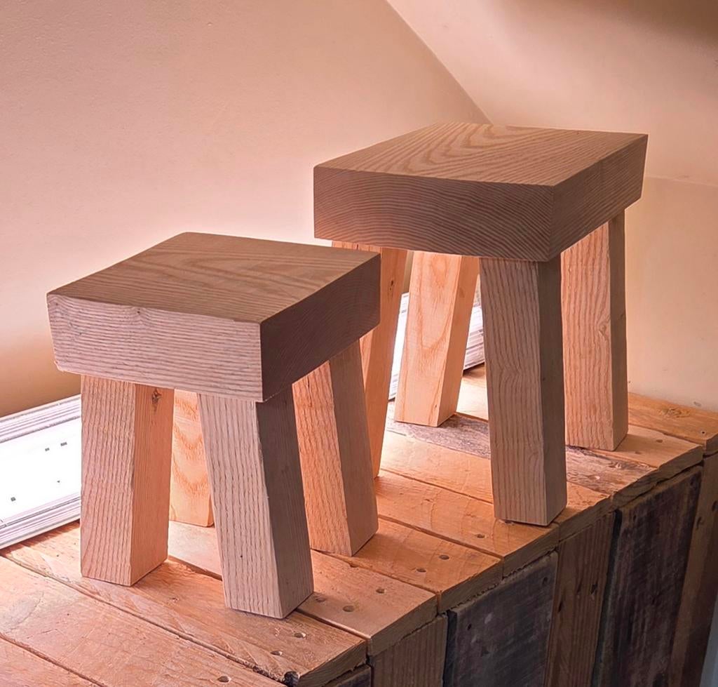 Vensterbank bankjes uit witte es hout, Huis en Inrichting, Krukjes, Ophalen, Hout
