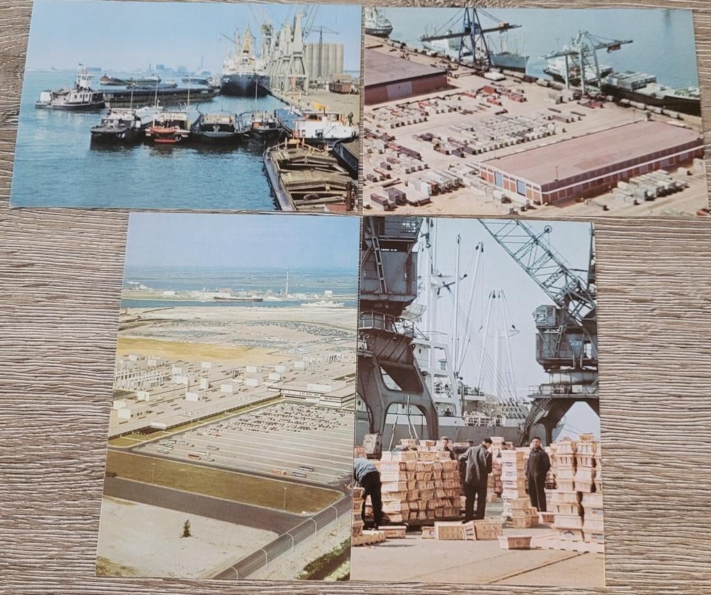 4 oude fotoprenten: Haven Antwerpen, Verzamelen, Ophalen of Verzenden, Gebruikt, Overige onderwerpen, Prent