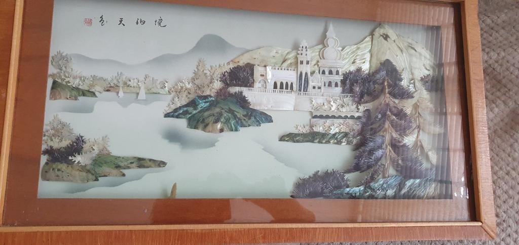Chinees parelmoer abalone schelpenkunst, Antiek en Kunst, Ophalen