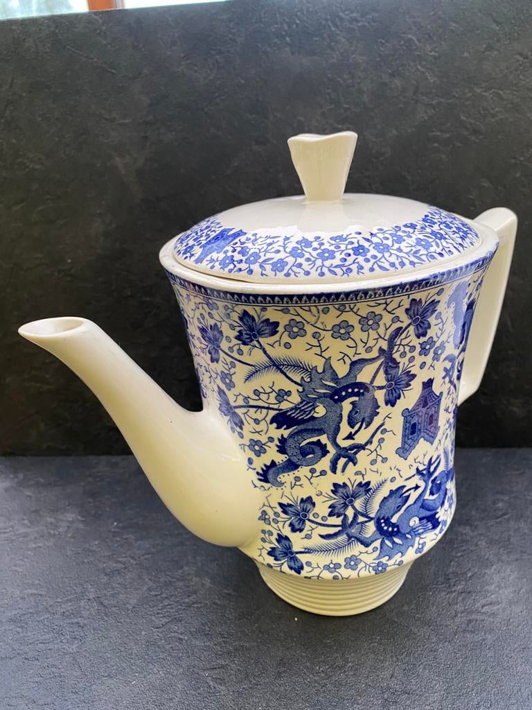 Ancienne cafetière bleue à fleurs Boch, Enlèvement