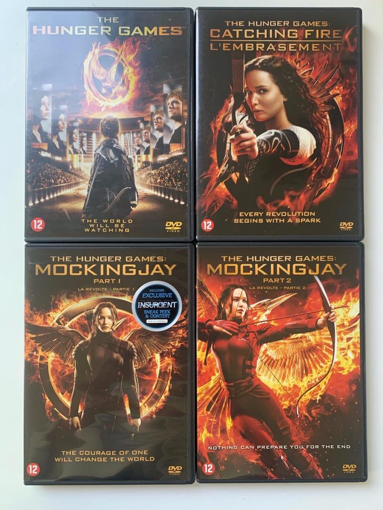 4 dvd's The Hunger Games, À partir de 12 ans, Enlèvement ou Envoi, Comme neuf