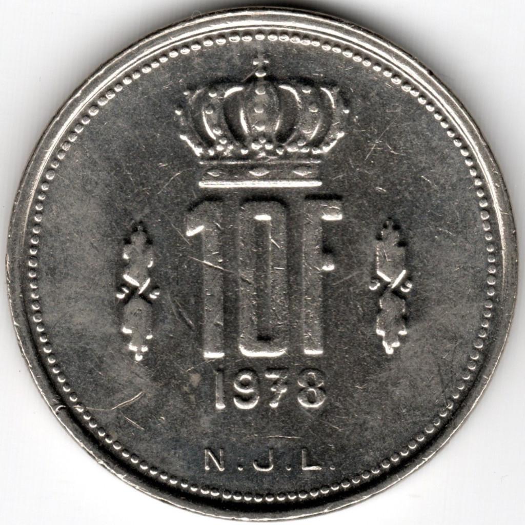 Luxemburg : 10 Francs 1978  KM#57  Ref 16265, Ophalen of Verzenden, Overige landen, Losse munt