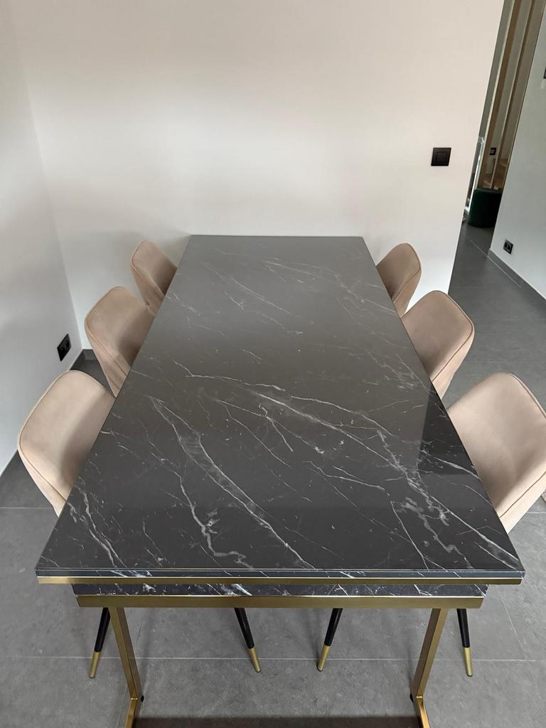 Table à manger avec 6 chaises, Enlèvement ou Envoi, Comme neuf, Élégant et classe, 4 à 6 chaises