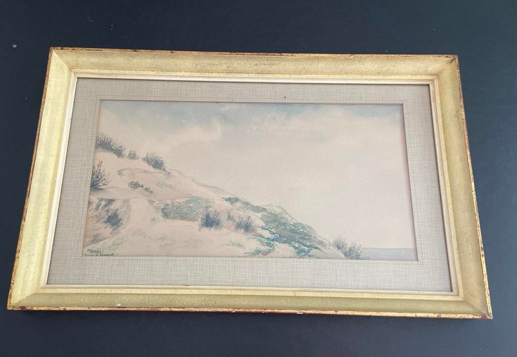 Dunes de Nieuport, Originele Aquarel, Antiquités & Art, Art | Peinture | Classique, Enlèvement