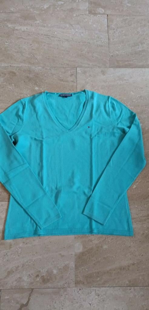 Pull TOMMY HILFIGER mt Medium, Enlèvement ou Envoi, Vert, Porté, Taille 38/40 (M)