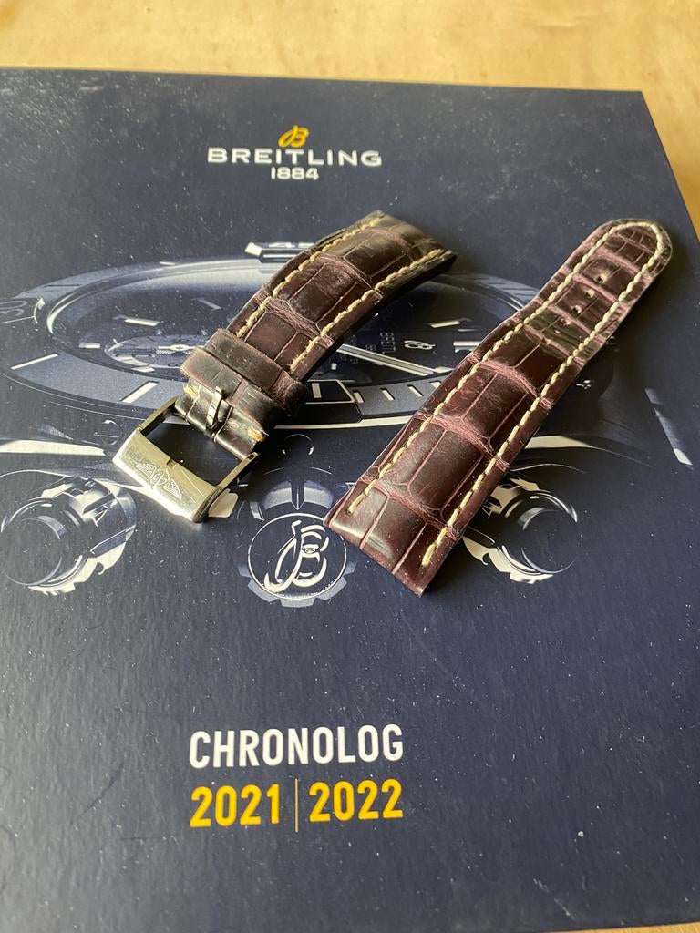 Horloge band leder breitling 789P alligator, Verzenden, Zo goed als nieuw, Zwart
