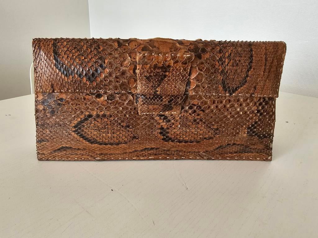 Handtas vintage Slangenhuid Leder, Ophalen of Verzenden, Zo goed als nieuw, Handtas