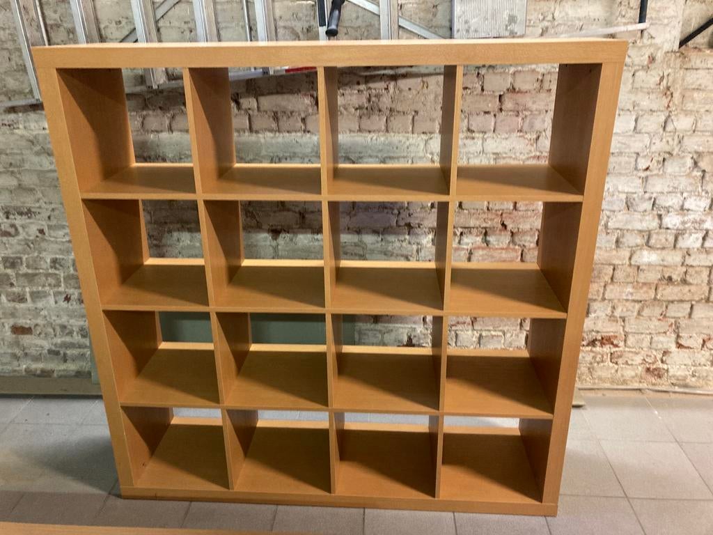 Armoire 4x4 Ikea Kallax marron chaud teak 147 x 147 cm, Enlèvement, Utilisé, Armoire