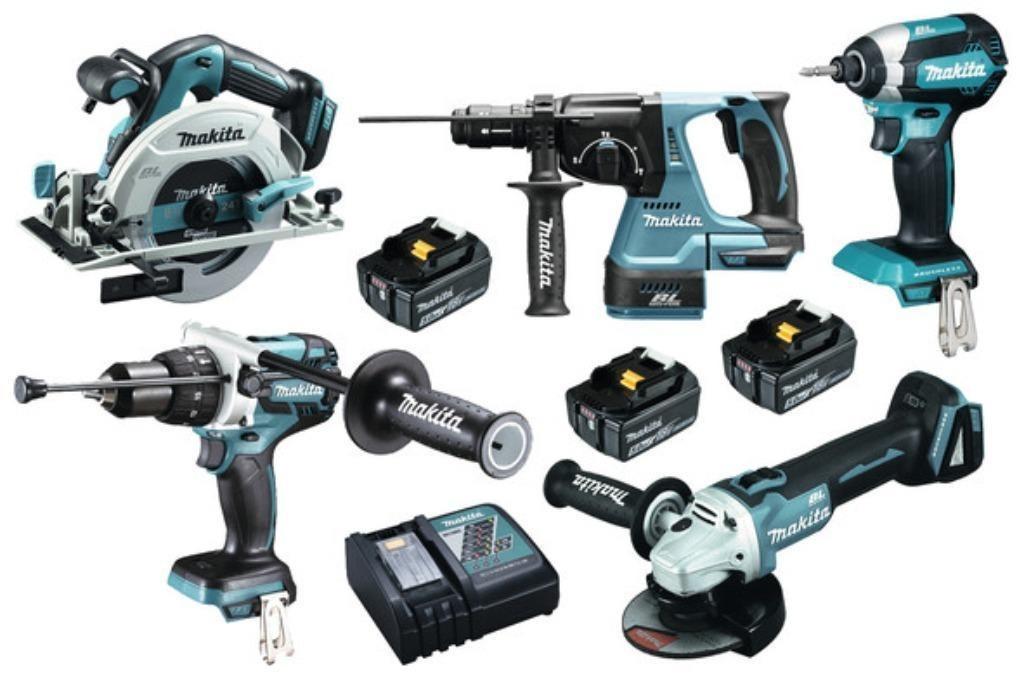 Makita 5 machines + 3x Batterie 5,0Ah + chargeur dans le sac, Enlèvement, Neuf
